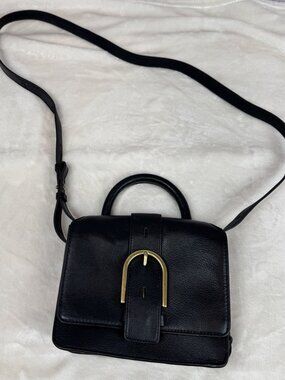 FOSSIL Black Wiley Top Handle Crossbody Leather